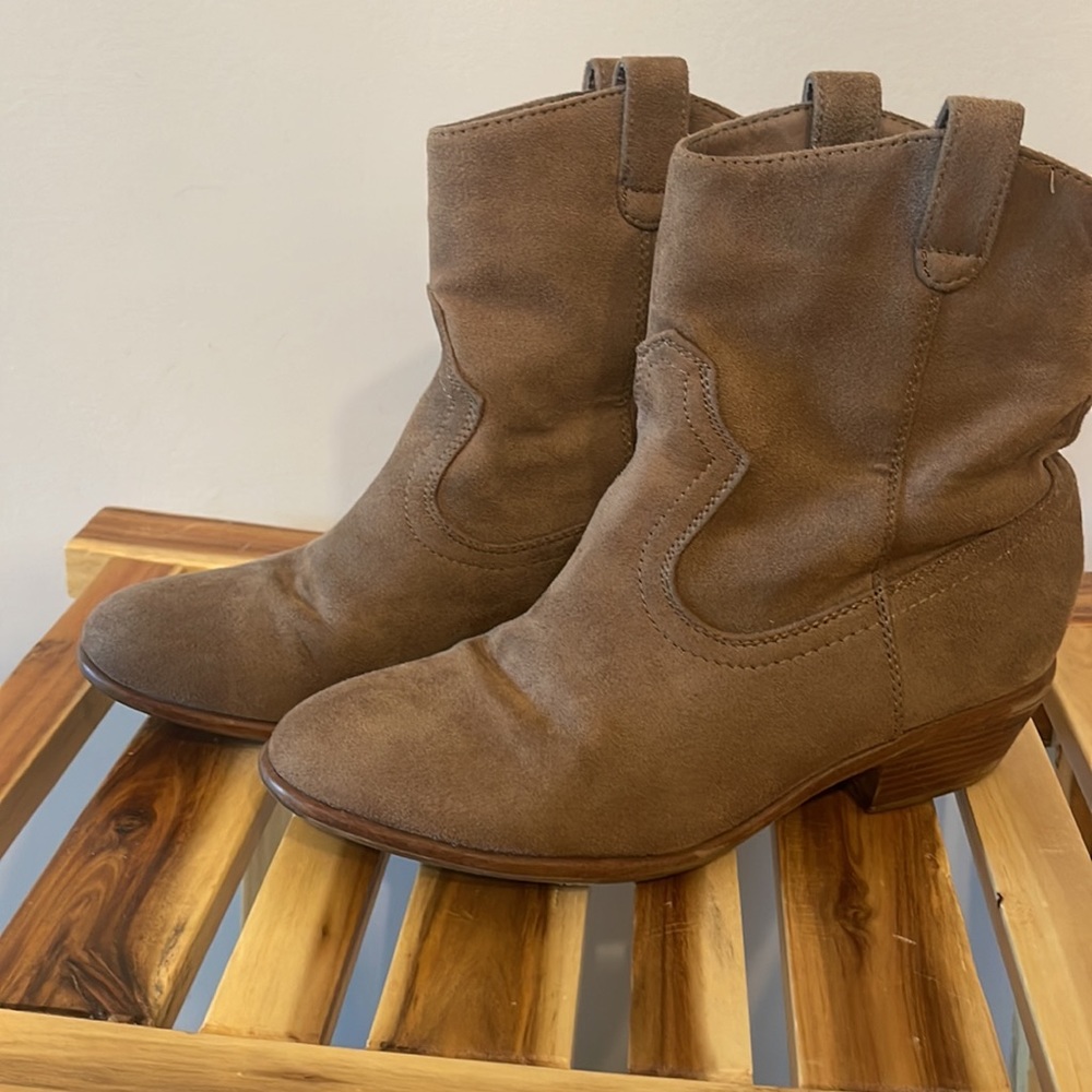 Wild Diva Western Style Tan Faux Suede Ankle Bootie